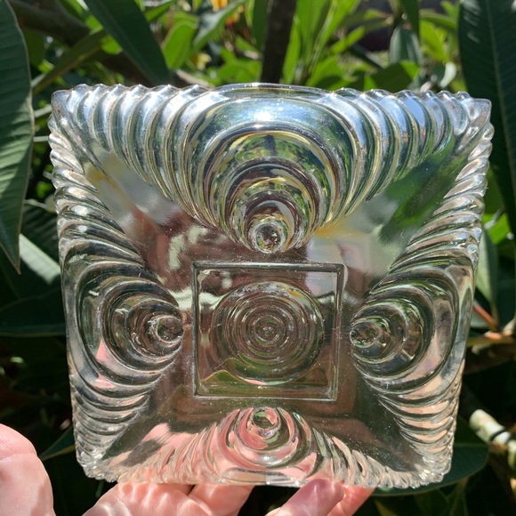 Glass Dish Cool Art Deco Swirl Sonic Wave Pattern Antique - Picture 2 of 7